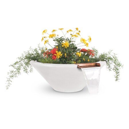 The Outdoor Plus 48 Round Cazo Planter & Water Bowl - GFRC Concrete - White - OPT-48RPW-LIM